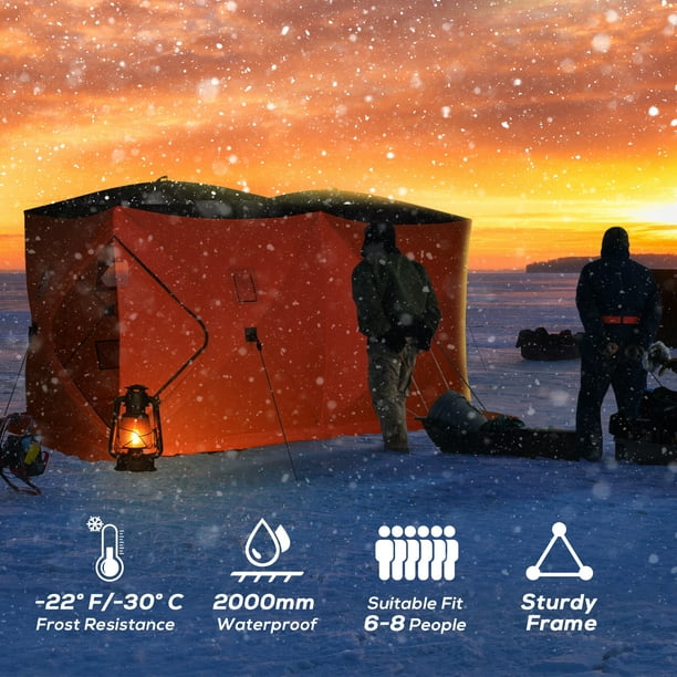 CLAM C-720 Portable 6 x 12 Ft Pop-Up Ice Fishing Thermal Hub Shelter Tent