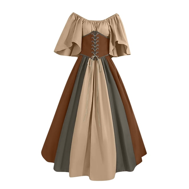 Tqyyweavej Costume Renaissance pour Femmes Robe Médiévale Manches Bouffantes Robe Renaissance Irlandaise Costumes d'Halloween pour Femmes
