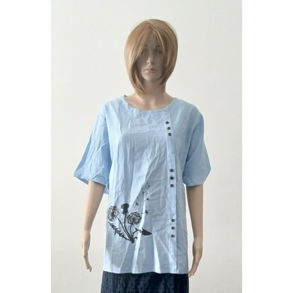 Women’s Blouse Blue Black Flower Size 3XL