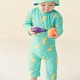 thumbnail image 6 of Xfvqtps Infant Toddler One Piece Swimsuit Back Zipper Long Sleeve Fruits Banana Print Cute Sunscreen Beach Jumpsuit Bathing Suits Swimwear for Boys and Girls 9 Months-5 Years Green, 6 of 7