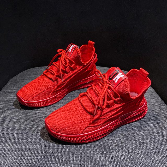 Zapatillas de deporte amarillas para mujer, zapatos de malla transpirable de verano para mujer, zapatos vulcanizados de moda informales para mujer en negro y rojo 202136 Gao Jinjia LED