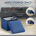thumbnail image 4 of Ornavo Home 1 Pack Small Storage Ottoman Foldable Collapsible Cube Square Linen Ottoman Foot Rest Stool Seat, for Living Room, Bedroom, Home Office, Dorm - 12 x 12 x 12, Navy Blue, 4 of 7