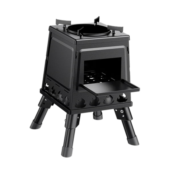 Horno de campamento plegable,Horno de campamento plegable portátil fácil ensamblaje,Wood Burner de acero al carbono Estante fácil de limpiar,Cocina de barbacoa al aire libre multifuncional