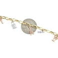 thumbnail image 5 of 14K Tri-Color Gold Fancy Rolo Link Multi Charm 4.50mm Statement Bracelet 7.50", 5 of 7