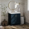thumbnail image 2 of Ariel Taylor 30 In. Oval Sink Bathroom Vanity With Carrara White Quartz Countertop 1.5 Edge In Midnight Blue, 2 of 11