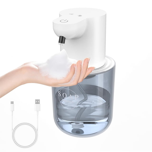 Dispensador Automático de Jabón Sin Contacto, Dispensador de Jabón de Manos Espumoso Ajustable de 4 Niveles, Dispensador Automático de Jabón de Montaje en Pared,