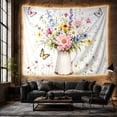 thumbnail image 6 of Pink Peony Bouquet on White Background Romantic Illustration for Floral Art Lovers Rustic Home Decor Long-Tail Phrase Birthday Gift Tapestry Wall Hanging for Bedroom and Living Room, 6 of 7
