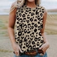 thumbnail image 2 of Summer Saving Wycnly Tank Top for Women Leopard Print Round Neck Sleeveless T Shirts Plus Size Casual Summer Racerback Vest Blouse Khaki XXL Up to 65% off, 2 of 5