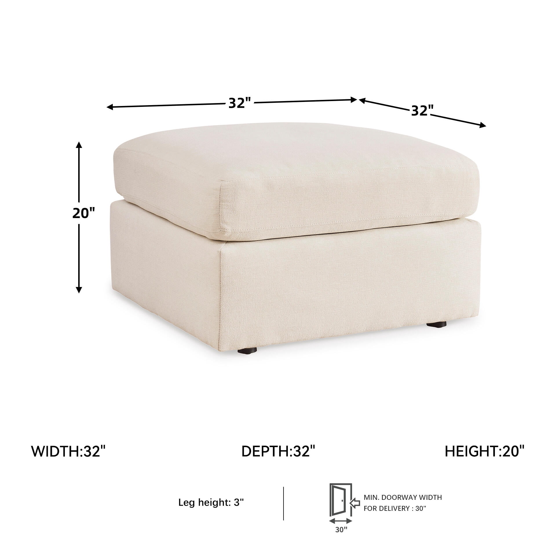Signature Design by Ashley Modmax Oversized Accent Ottoman - Oyster White Next-Gen Nuvella Performance Fabric