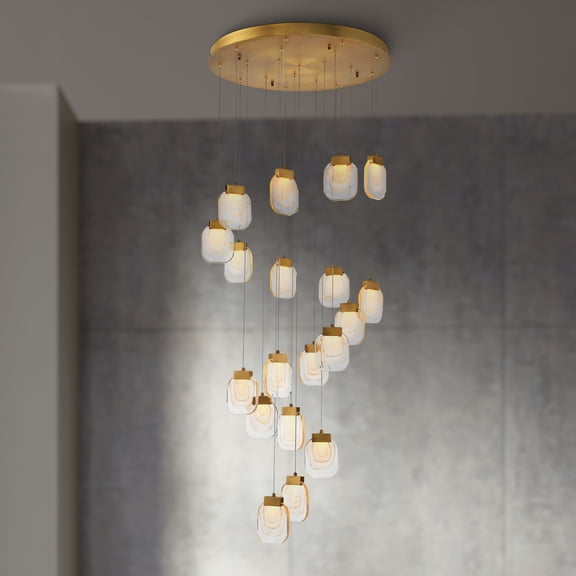 37192-013 Eurofase Lighting Paget Round Chandelier 19 Light-Gold Finish