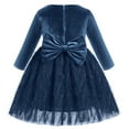 thumbnail image 2 of IBTOM CASTLE Toddler Baby Girls Long Sleeve Velvet Dress Fall Winter Princess Christmas Birthday Party Bowknot Tulle Tutu Dress 3-4 Years Royal Blue, 2 of 8