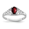 thumbnail image 1 of Solid 14k White Gold 6x4mm Oval Garnet January Red Gemstone Checker Engagement Ring Size 9, 1 of 3