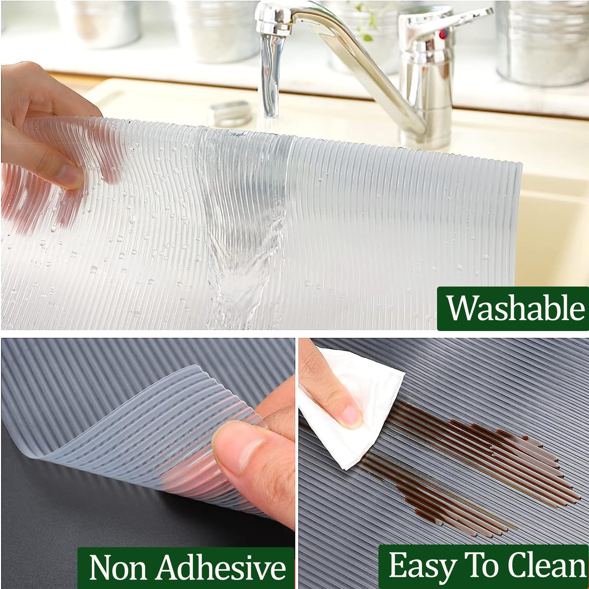 Shelf Liners for Kitchen Cabinets 15 Inch X 20 FT Non Adhesive Cabinet  Drawer Liners Non Slip Waterproof Refrigerator Liners for Shelves Washable  Cupboard Liner for Dresser Bathroom 