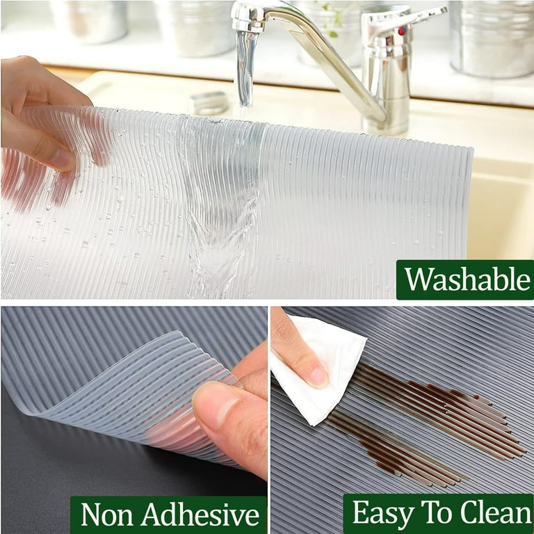  15 Inch Wide Shelf Liner Non Slip, Drawer Liners Non Adhesive  for Kitchen Cabinets,Bedroom Dresser,Waterproof Cabinet Liners for Shelves,Pantry,  Washable Refrigerator Liners Mat Tool Box Liner,Clear