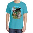 thumbnail image 2 of Wild Bobby, Eagle Bear Deer and Wolf, Animal Lover, Garment-Dyed Washed Look Short Sleeve T-Shirt, Blue Lagoon, Small, 2 of 3
