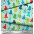 thumbnail image 3 of Soimoi Green Japan Crepe Satin Fabric Christmas Tree Print Fabric by the Yard 42 Inch Wide, 3 of 3