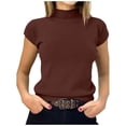 thumbnail image 2 of Short Sleeve Sweater for Women Plain Basic Ribbed Knit Neck T Shirts Womens Undershirts, 2 of 4
