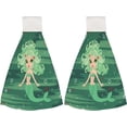 thumbnail image 2 of Hanging Towels 1 Pcs, Dish Towels Green Mermaid Cartoon Absorbent Hand Towels with Hanging Loop Washcloth for Bathroom Kitchen, 2 of 6