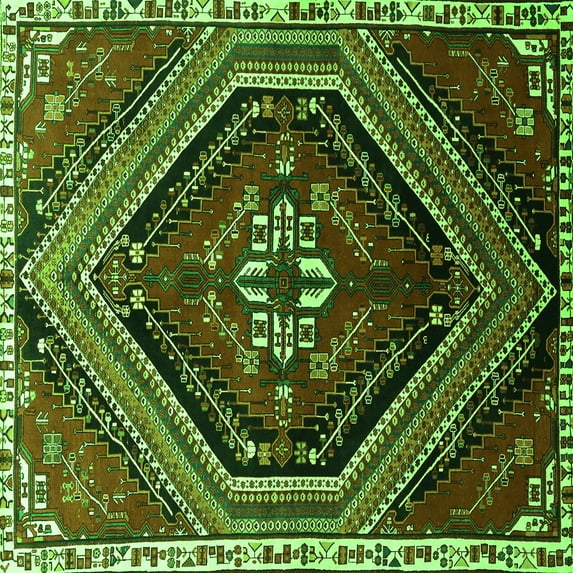 Ahgly Company Indoor Square Persian Green Traditional Area Rugs, 6' Square