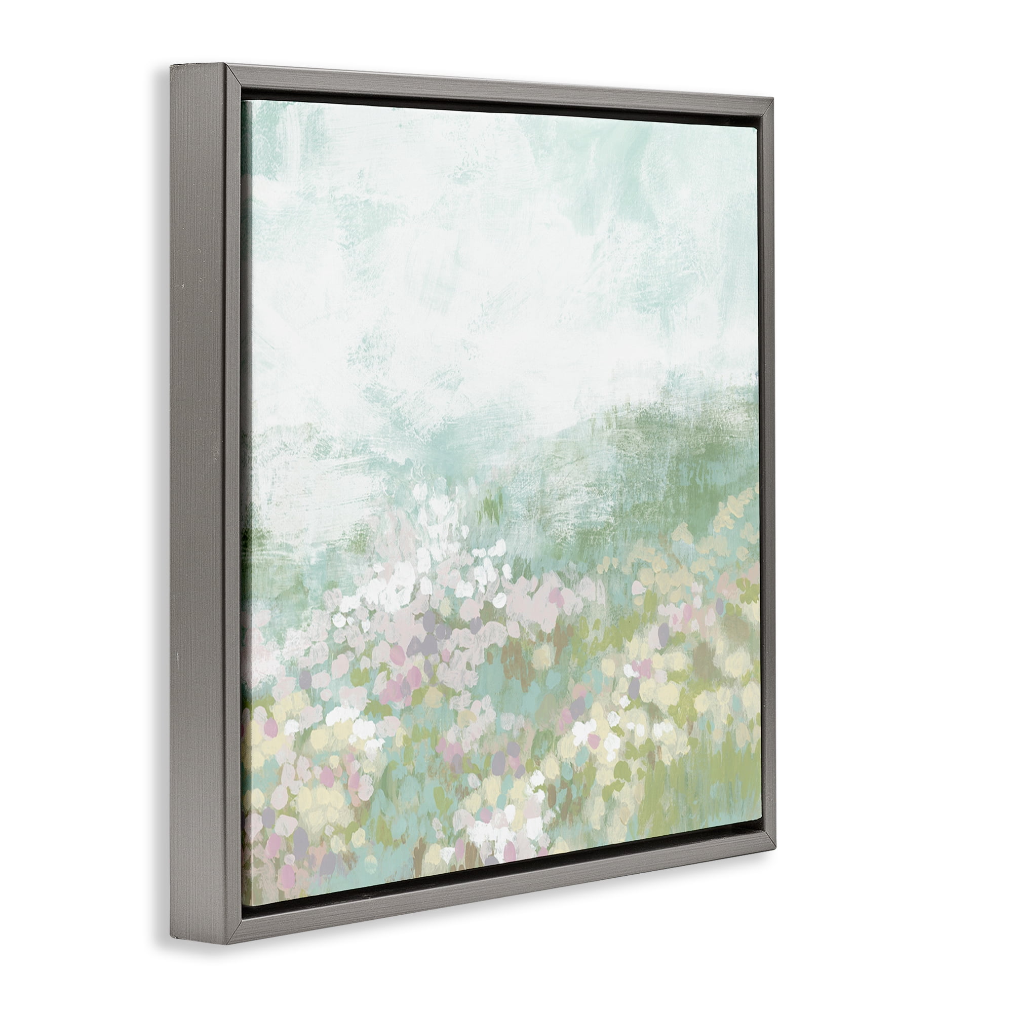 Stupell Industries Rural Meadow Impression Landscape Painting Gray Floater Framed Canvas Art Print Wall Art, 18 x 18