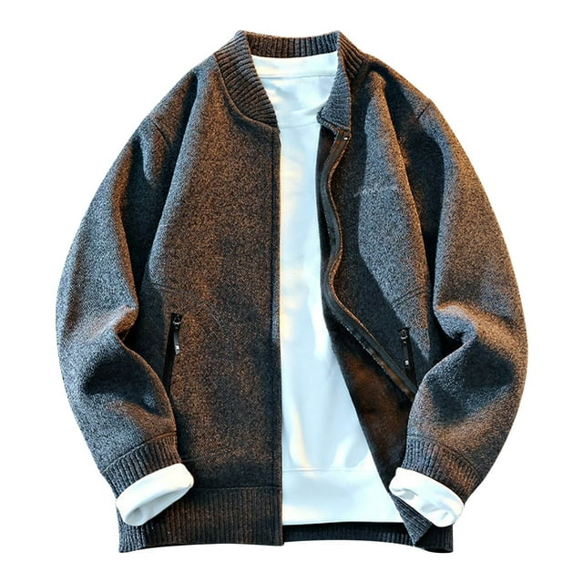pstuiky Camisas suaves de manga larga para hombre, Suéter informal de punto para hombre, cárdigan holgado de color liso, manga larga y cuello alto Tops casuales para hombres m