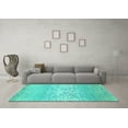 thumbnail image 3 of Ahgly Company Machine Washable Indoor Square Abstract Turquoise Blue Contemporary Area Rugs, 3' Square, 3 of 4