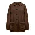 thumbnail image 3 of SCSAlgin Women's Winter Faux Fur Coats Long Sleeve Lapel Button Down Pockets Fleece Sherpa Jacket Casual Trendy Outerwear, 3 of 7