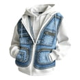 thumbnail image 6 of Breezora Women's Hooded Zip Up Denim Butterfly Print Sweatshirt Loose Fit Long Sleeve Casual Jacket with Pockets, 6 of 6