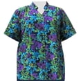 thumbnail image 1 of A Personal Touch Women's Plus Size Mandarin Collar V-Neck Blouse Purple Marigolds - 2X, 1 of 3