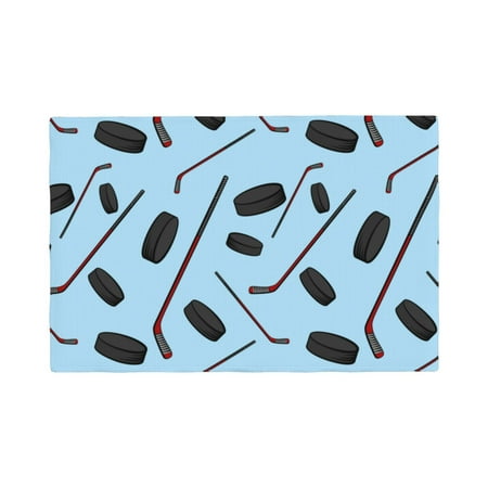 

Table Placemats Set of 4 - blue Hockey sticks pucks cute 12x18 In Faux Linen Double Heat Resistant Place Mats Cloth Indoor/Outdoor Placemats Washable Table Mats for Dining Kitchen Party