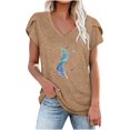 thumbnail image 1 of Blusa informal con estampado de manga corta y cuello en V de verano para mujer con estilo OAVQHLG3B Store  lin121212, 1 of 4