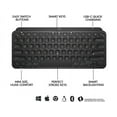 thumbnail image 6 of Logitech MX Keys Mini Minimalist Wireless Illuminated Keyboard, Compact, Bluetooth, Backlit, USB-C, Compatible with Apple macOS, iOS, Windows, Linux, Android, Metal Build - BLACK, 6 of 6