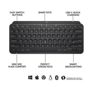 Logitech MX Keys Mini Minimalist Wireless Illuminated Keyboard, Compact, Bluetooth, Backlit, USB-C, Compatible with Apple macOS, iOS, Windows, Linux, Android, Metal Build - BLACK
