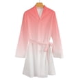 thumbnail image 4 of Aesthetic Antique Pink And White Gradient Night Robe Long Sleeve V Neck Robe With Belt Women's Sleepwear Dresses, 4 of 9