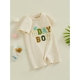 thumbnail image 2 of Bagilaanoe Newborn Baby Boys Summer Jumpsuit Shorts Letter Embroider Short Sleeve Bodysuit 3M 6M 12M 18M Infant Casual One Piece Romper, 2 of 8
