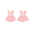 thumbnail image 2 of vera natura Baby Girl Summer Romper Dress Casual Mesh Patchwork Ruffles Ribbed Jumpsuit, 2 of 8