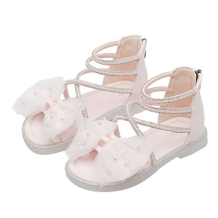 

Kids Baby Girls Sandals Fashion Rhinestone Bow Roman Sandals Dress Princess Shoes Little Child/Big Kids Pink 4.5 Years-5 Years