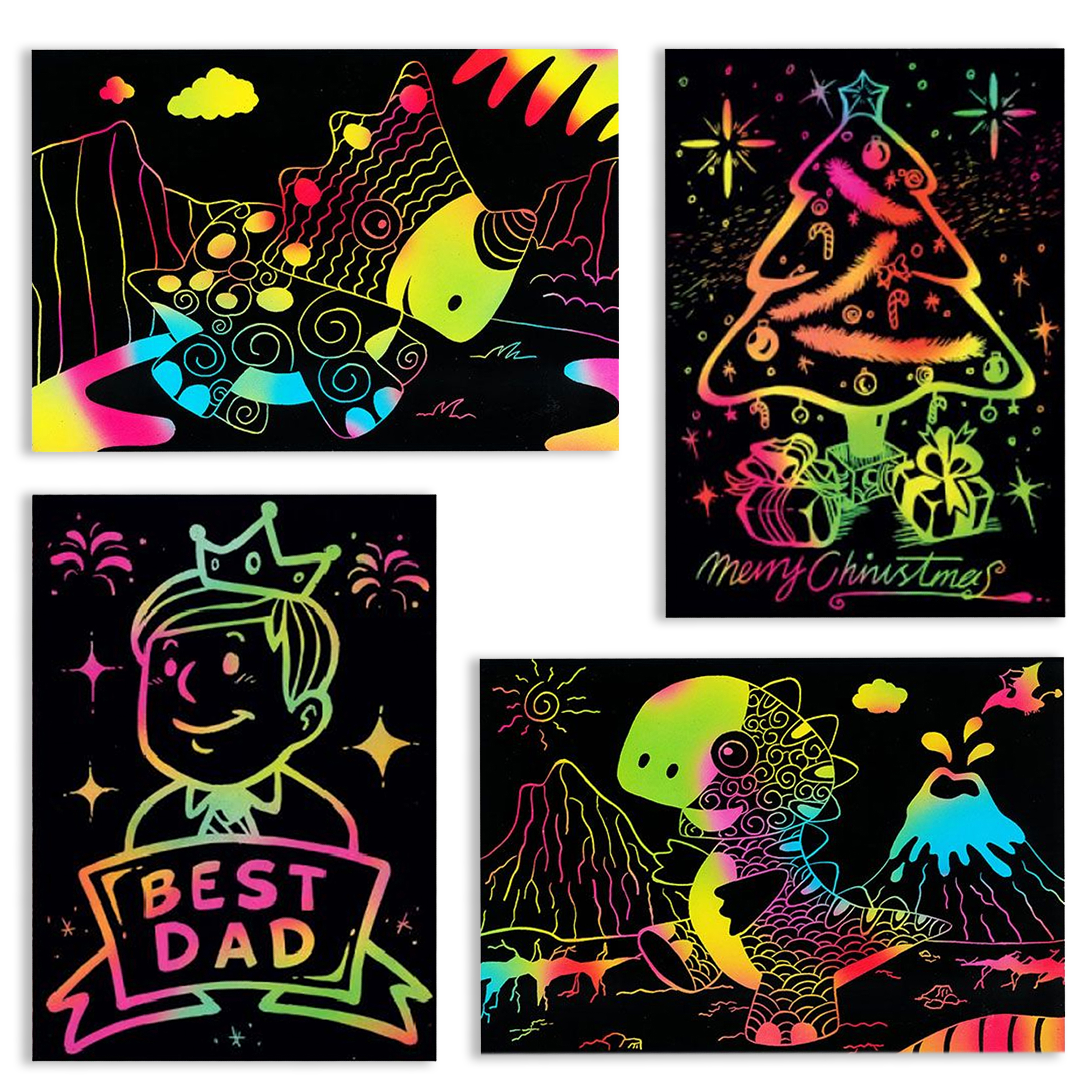 48 Pezzi Scratch Art Animali Per Bambini - Kit Attività Creative Con 12 Forme, 12 Penne Di Bambù E Nastri - Festa Compleanno E Lavoretti Fai Da Te