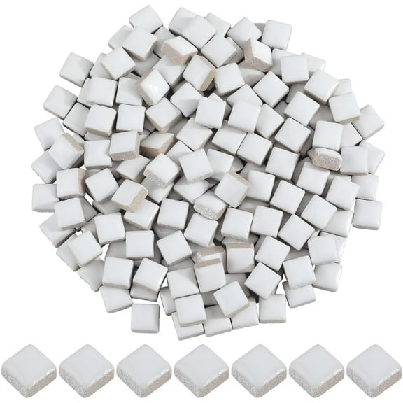 1 Box 200G White Mosaic Pieces Square Ceramic Mosaic Tiles Small 1cm Opaque Porcelain Craft Glazed Stained Cabochons Mosaic Project