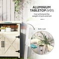 thumbnail image 3 of Outsunny Outdoor Potting Bench, Wooden Potting Table with Storage Cabinet, Aluminum Tabletop, Rubber Wheels for Backyard, Patio, Balcony Natural Wood, 3 of 9