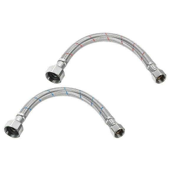 Uxcell 2-Pack 9 Inch Faucet Hose Connector, 9/16" x G1/2 Female Thread Connector for Bathroom
