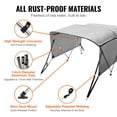 thumbnail image 4 of KFFKFF 3 Bow Bimini Boat Top, Removable Mesh Sides, Durable 600D Polyester Shade, 1" Aluminum Frame, Comes with Storage Case, Support Poles & Straps, Dimensions: 6'L x 46"H x 67"-72"W, Light Grey, 4 of 9