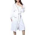 thumbnail image 3 of Lu's Chic Women's Waffle Robes Lightweight Wave Mid Length Bathrobe Belted Spa Robe with Pocket Sleepwear Tie Up Pure Long Sleeve Knit Knitted White Medium, 3 of 5