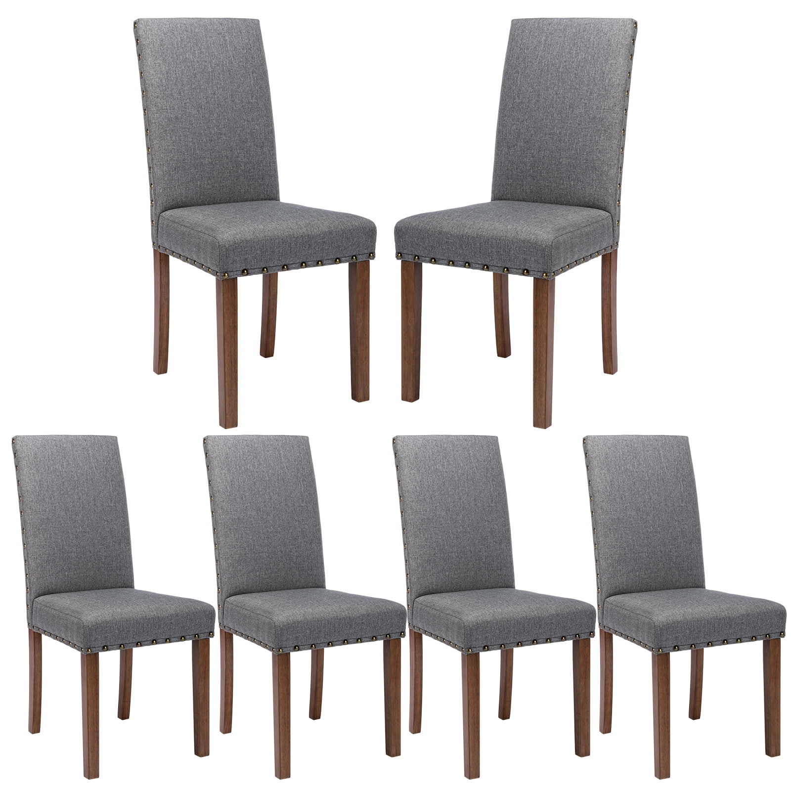 Snugway Handcraft Linen Solid Wood Parson Chair,Dining Chair,Set of 6 ...