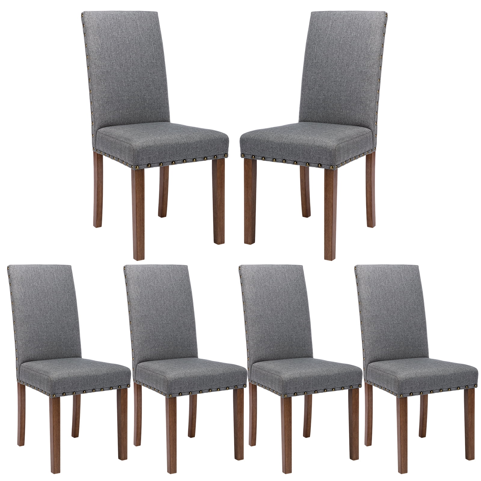 Snugway Handcraft Linen Solid Wood Parson Chair,Dining Chair,Set of 6