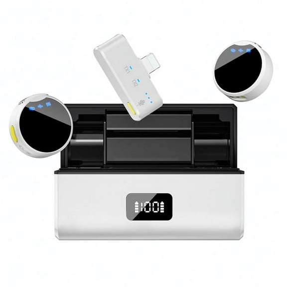 Lavalier Wireless Microphone Noise Reduction with Charging Box Magnetic Lapel Microphone Audio Video Recording Mic,D