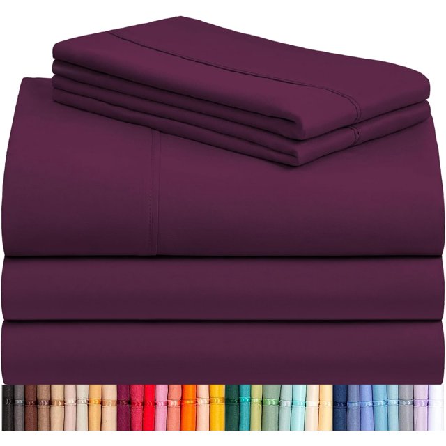 Ensemble de Draps PC Grand Draps de Lit Format Grand Poches Profondes ” Draps Rafraîchissants Anti-Froissement Lavables à la Machine Literie d'Hôtel Soyeux Doux Grand