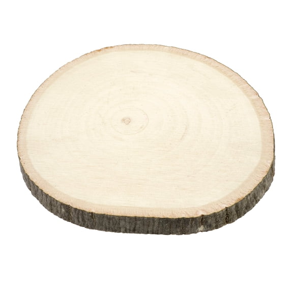 3.875" Basswood Slices by Make Market – Unfinished Natural Wood with Bark Edges for Painting - Staining - Decoupage & DIY Crafts - 12 Pack