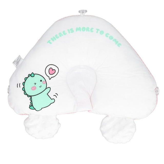 Baby Head Pillow Prevents Flat Head Soft Breathable AB Double Sided Drawstring Ιnfant Sleep Pillow for Home Travel Car Pink Dinosaur