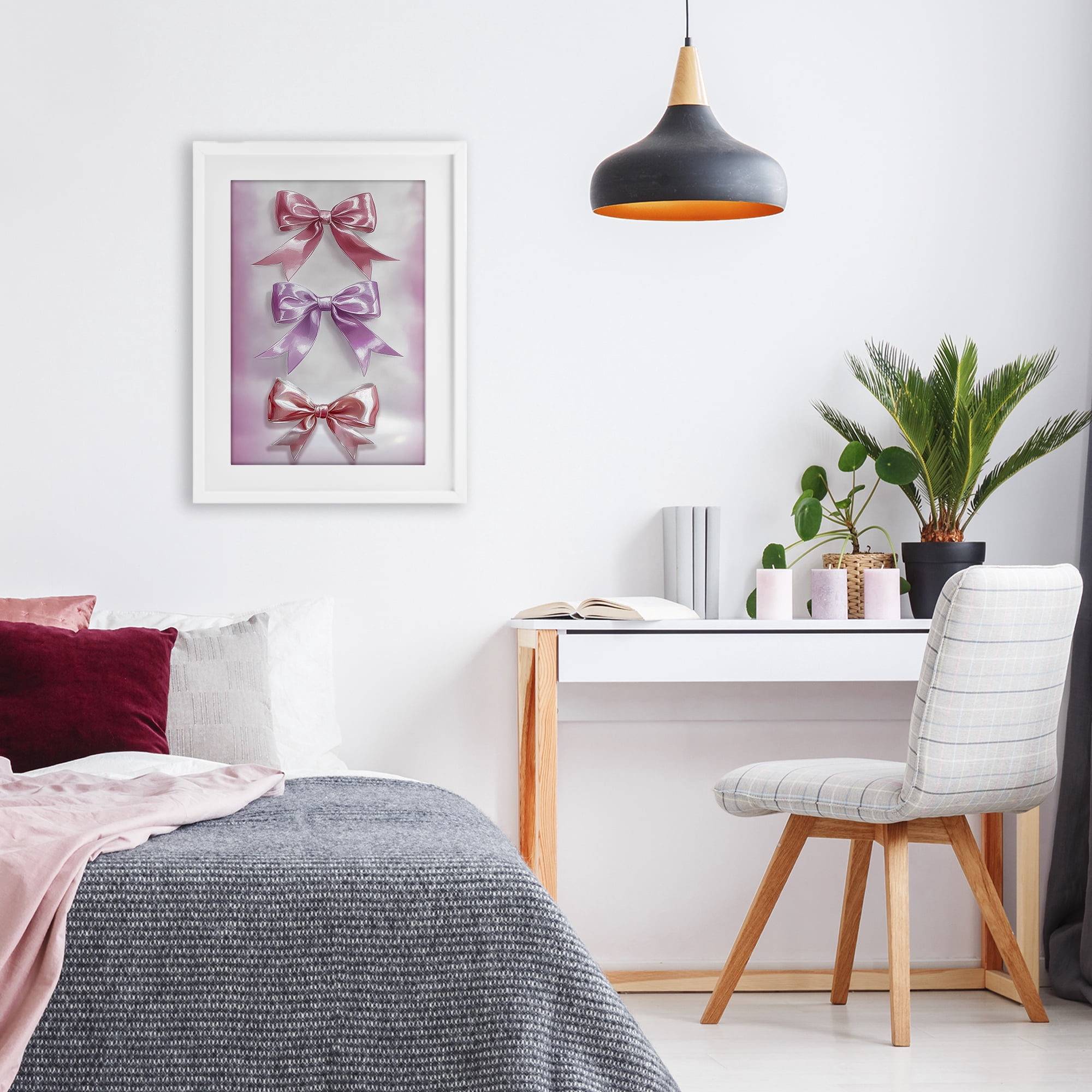 Stupell Industries Blush And Satin Elegance White Framed Print Under Glass, design by Annabelle Hall